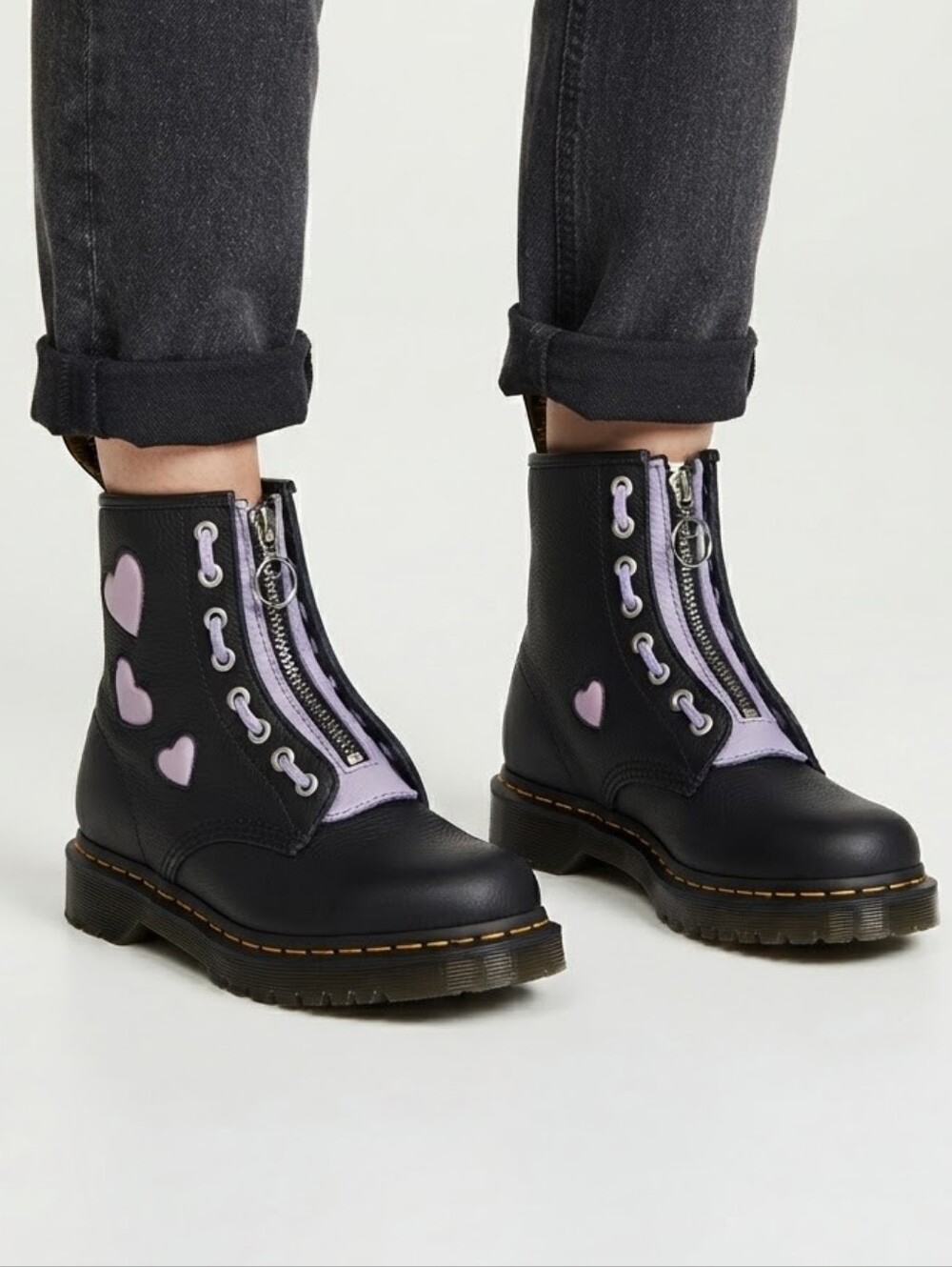 Dr. Martens 1460 Boots with Lavender & Heart Accents